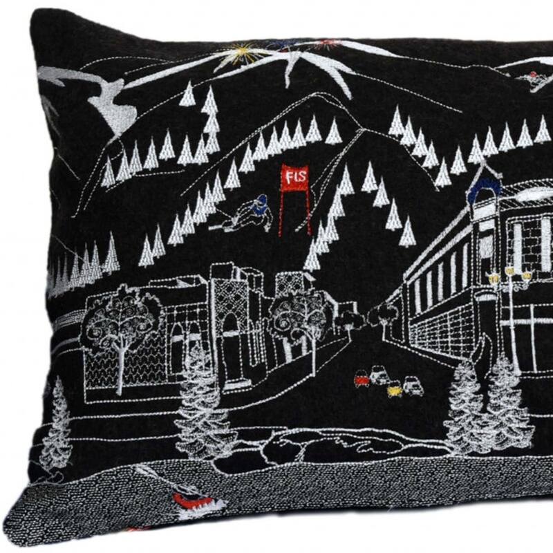HomeRoots 35" Black Aspen Nighttime Skyline Lumbar Decorative Pillow
