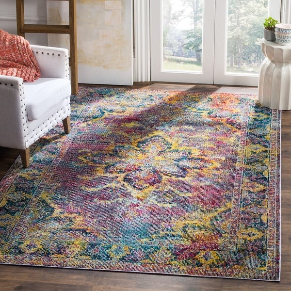 Safavieh Crystal Tristan 5 x 8 Light Blue/Fuchsia Indoor Floral/Botanical Oriental Area Rug Safavieh Crystal Tristan 5 x 8 Light Blue/Fuchsia Indoor Floral/Botanical Oriental Area Rug
