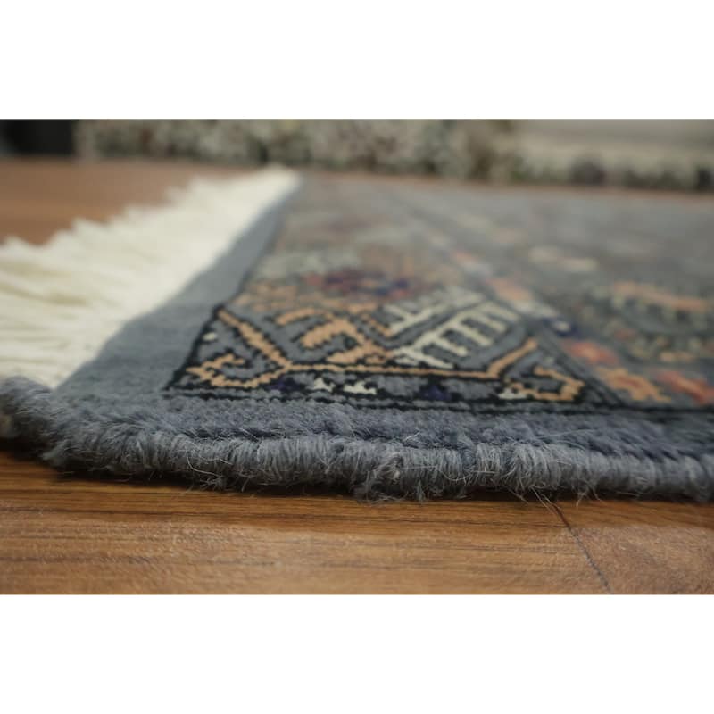 Hand Knotted Oriental 100% Wool Carpet Traditional Tribal Navy Blue & Blues Bokhara Area Rug - 5' 11'' X 4' 2''