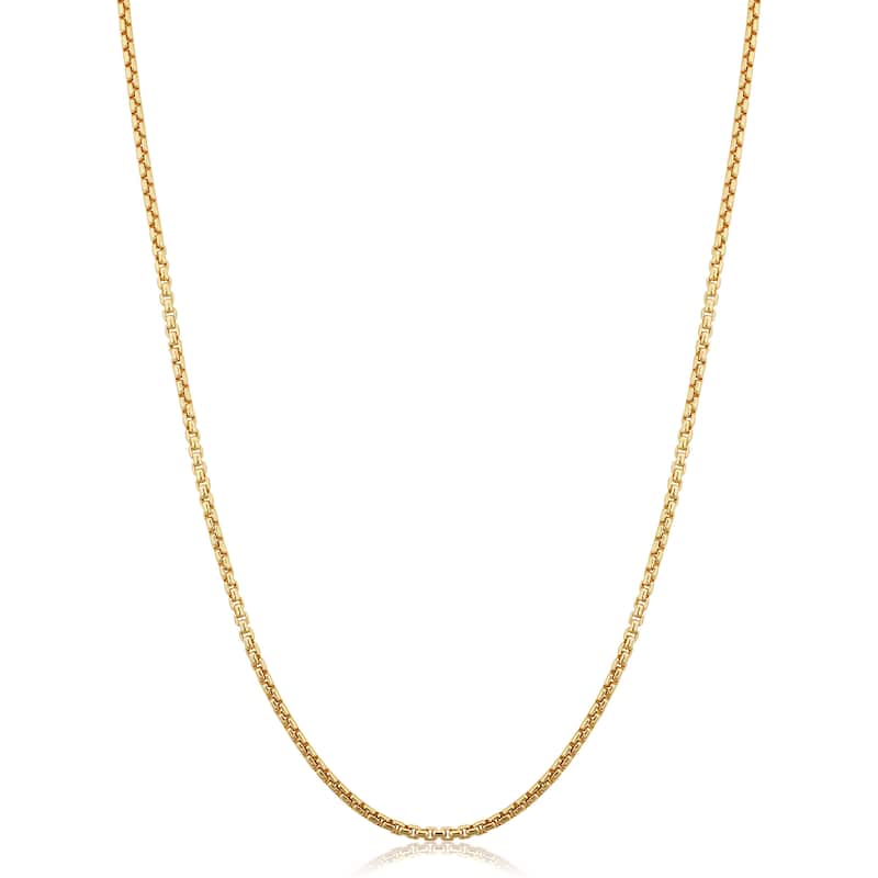 14k Yellow Gold Filled 1.8 mm Round Box Link Chain Necklace for Men and Women (16, 18, 20, 22, 24 or 30 inch)