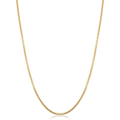 14k Yellow Gold Filled 1.8 mm Round Box Link Chain Necklace for Men and Women (16, 18, 20, 22, 24 or 30 inch)