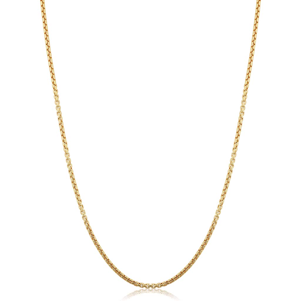 14k Yellow Gold Filled 1.8 mm Round Box Link Chain Necklace for Men and Women (16, 18, 20, 22, 24 or 30 inch)