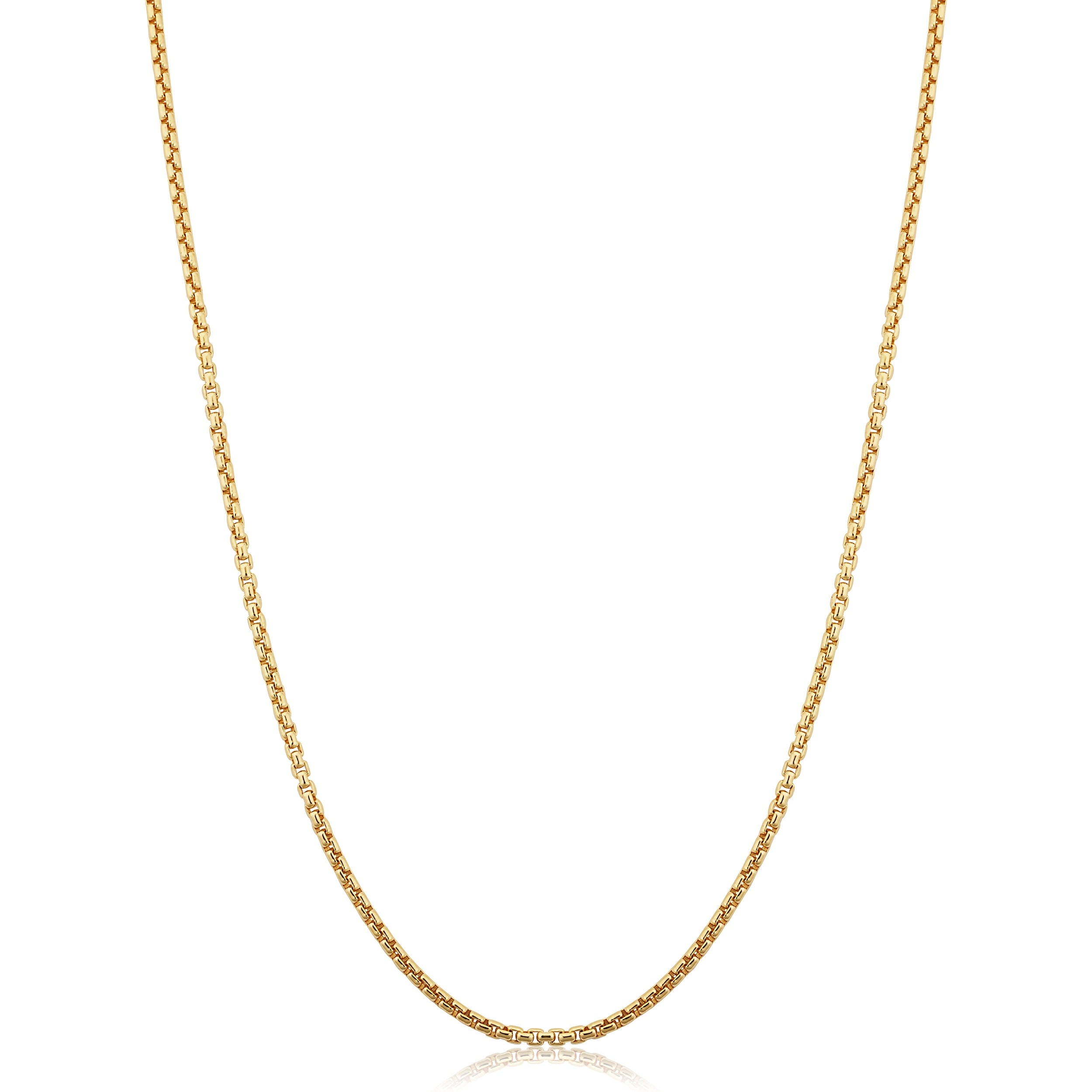 Au Naturale 14k Yellow Gold Filled 1.8 mm Round Box Link Chain Necklace for Men and Women (16, 18, 20, 22, 24 or 30 inch)