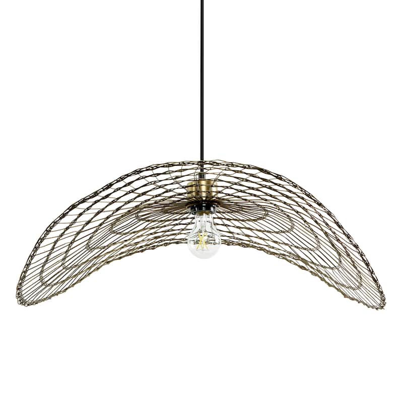 Emma River of Goods Brass 15.75-Inch Pendant Light with Adjustable Hanging Cord - 29.5" x 15.75" x 14.5/73.5"