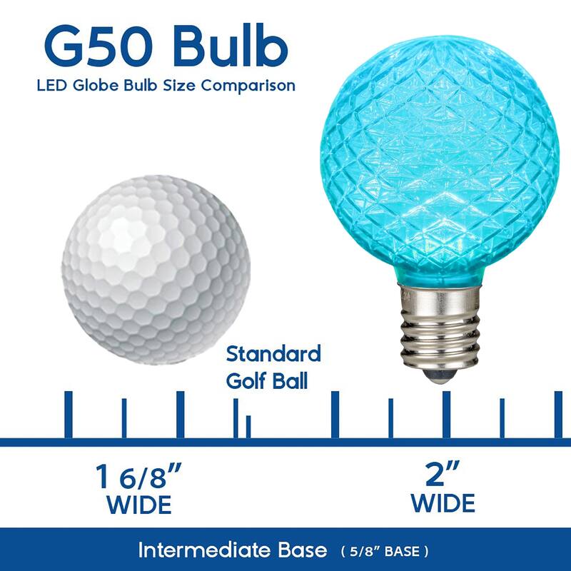25 Pack LED G50 Faceted Plastic Filament Outdoor Globe Replacement Bulbs, Modern Multicolor