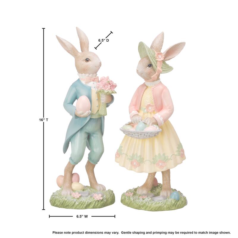 Dressed Bunny With Egg 16" Set of 2 - 16