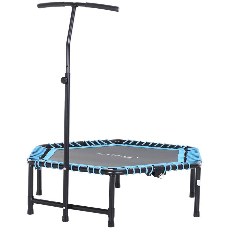 Foldable Fitness Trampoline for Adults with 3-Level Adjustable Handle - 41.25" L x 24.5" W x 4.75" H - Blue/Black