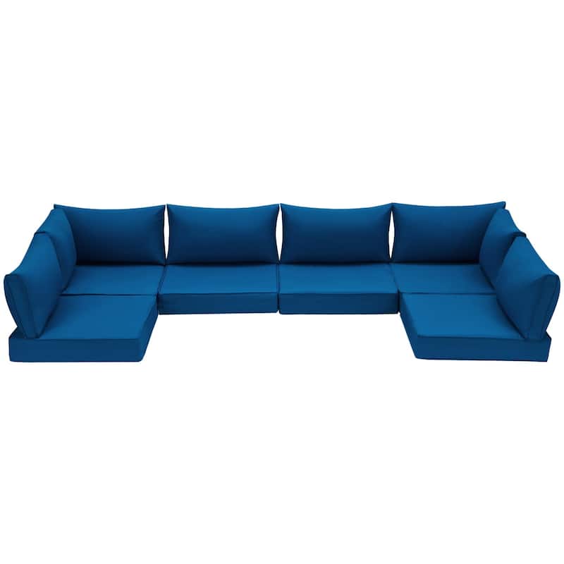 Outdoor Replacement Cushions for Patio Furniture, Waterproof & Non-Slip 4" Sofa Cushions, 6-Seat Conversation Sets, UV-Resistant - Blue