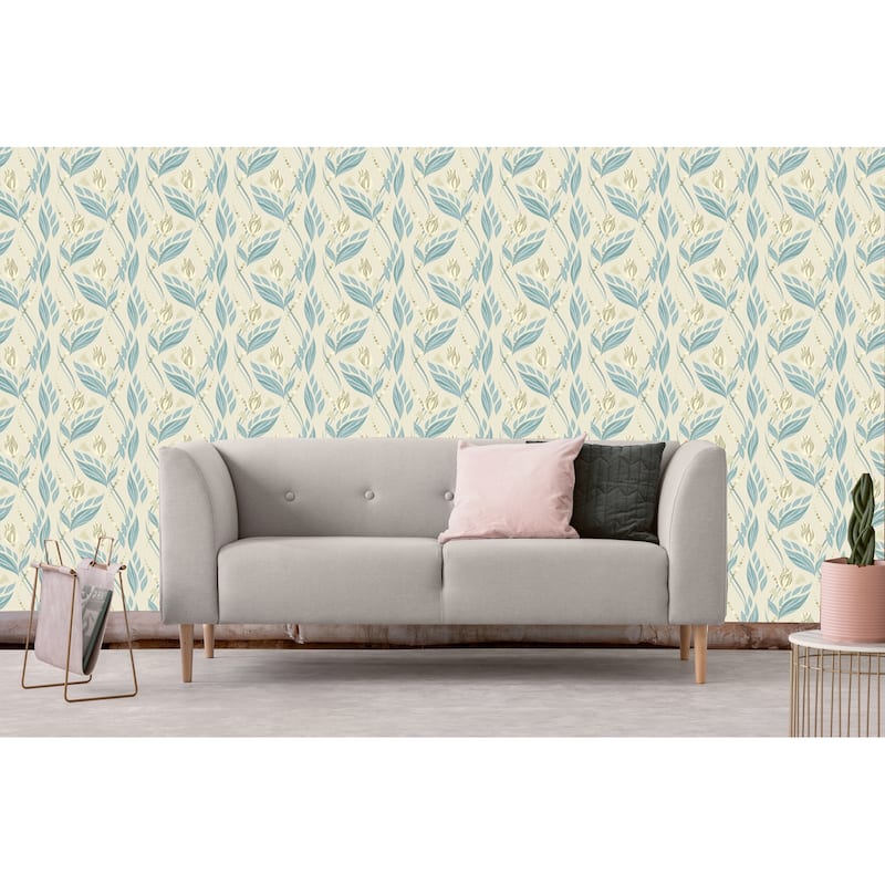 Tan Color Belie Tulips Wallpaper Removable - 10'ft H x 24''inch W