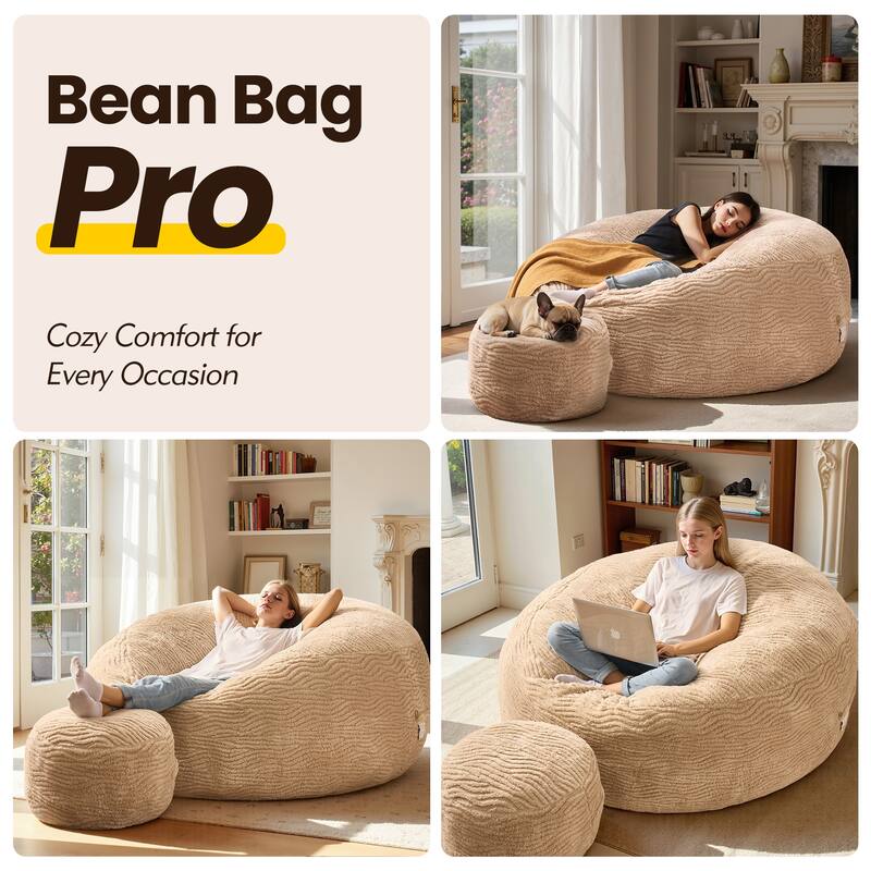 OVIOS Plush Wrapped Lounger Sofa With Ottoman