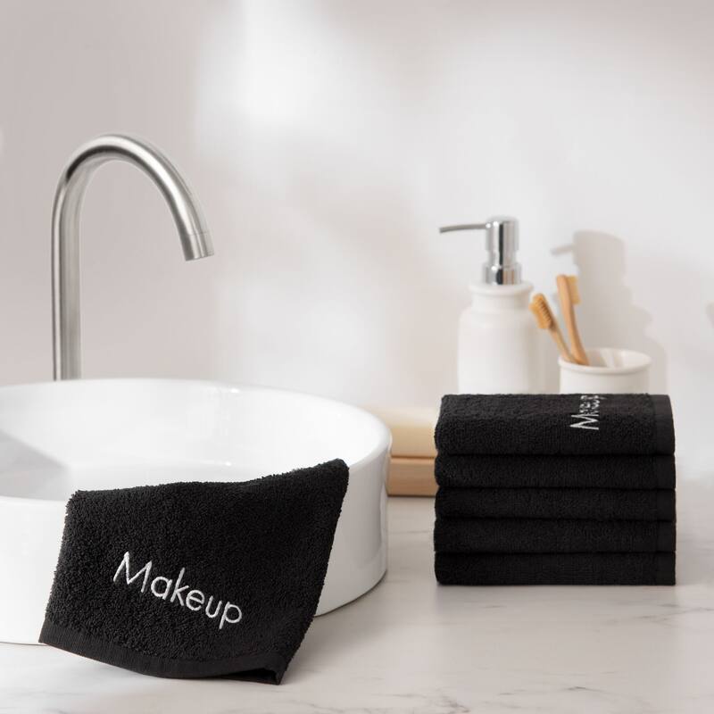 Cotton Embroidered Makeup Remover Towels - Set of 6