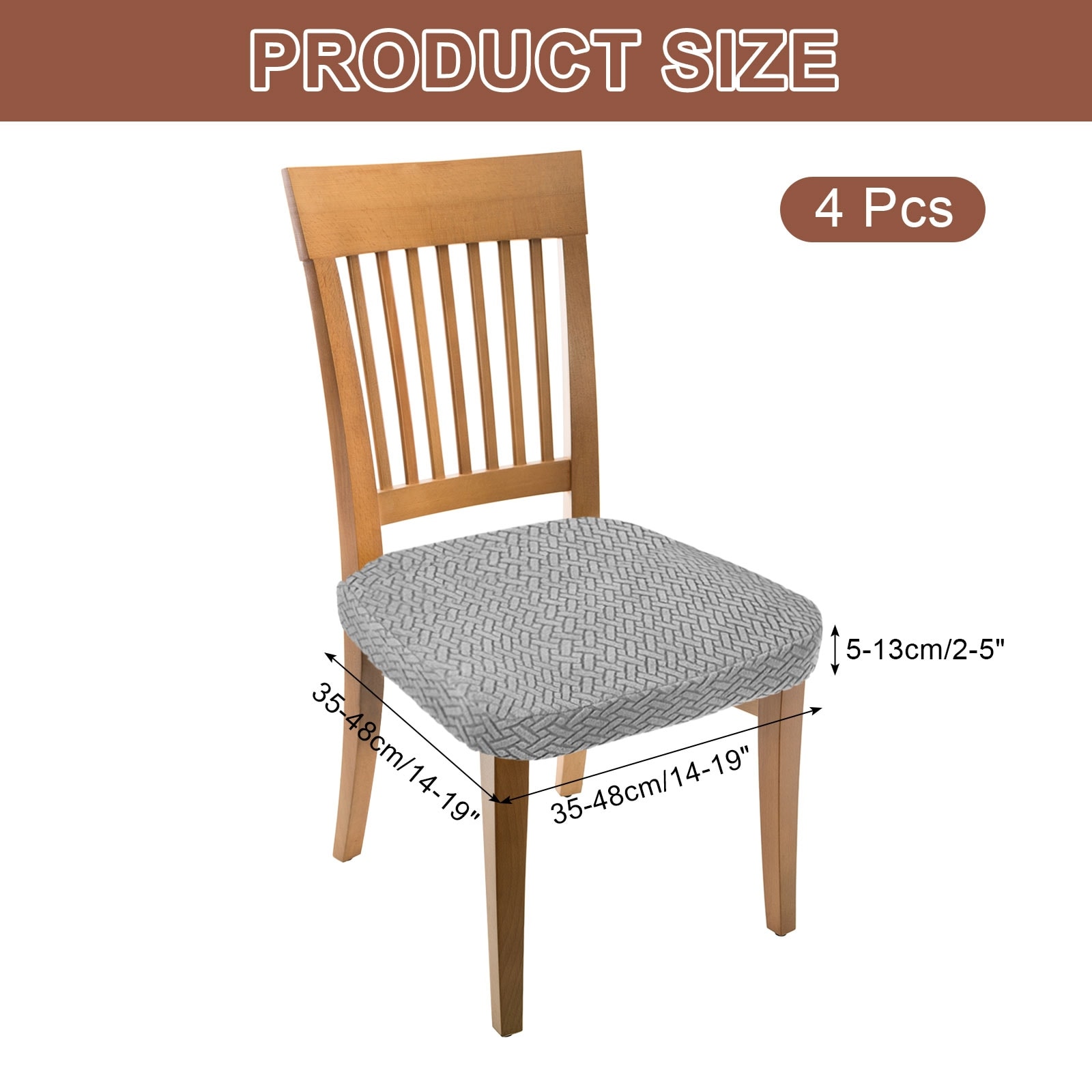 Stretch Jacquard Seat Covers, Dining Chair Seat Slipcover Washable Removable Cushion Protector