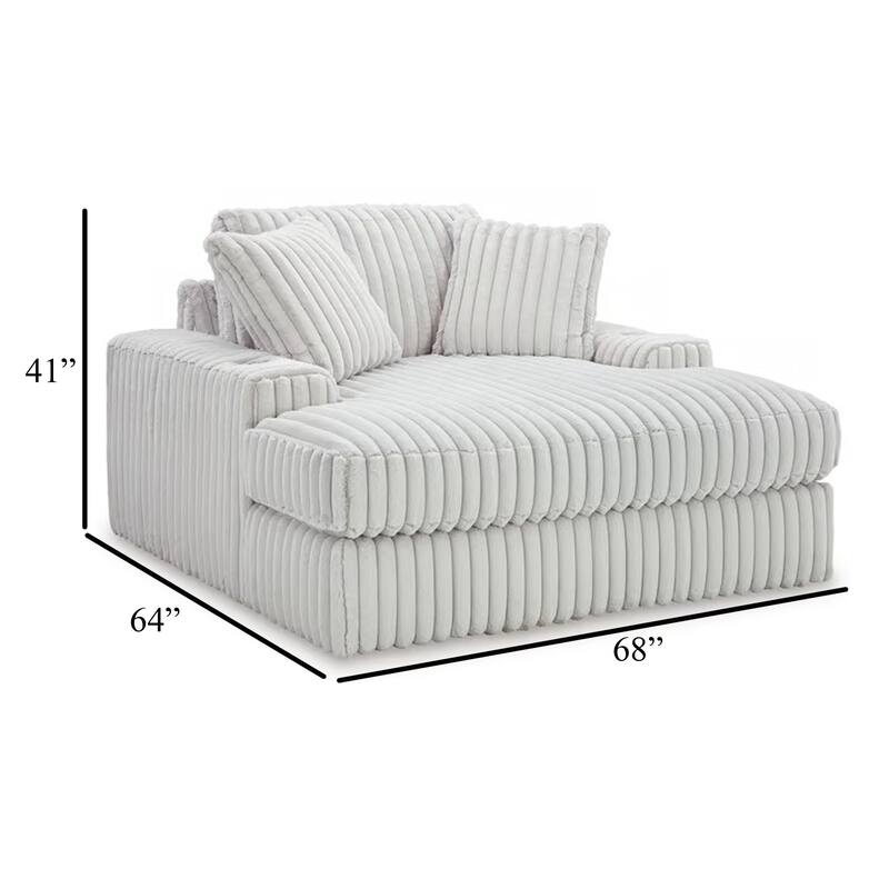 Peno Oversized Lounge Chaise, USB, Light Gray Jumbo Cord Polyester