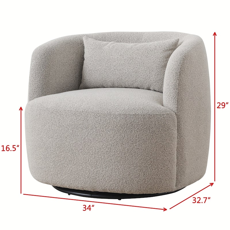 KINWELL 34" Wide Boucle Fabric Upholstered Swivel Armchair (Set of 2)