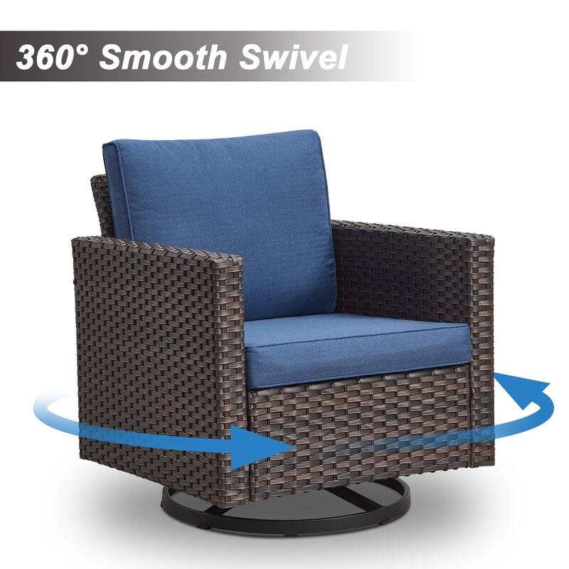Gymojoy Wicker Swivel Glider Chair with 4 inch Olefin Cushions