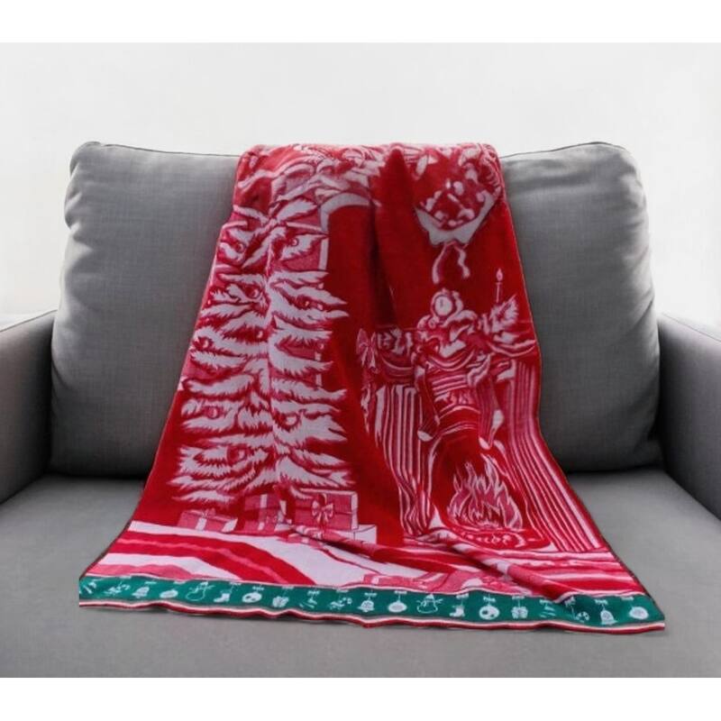 HomeRoots Queen Green And Red Mod Acrylic Woven Blanket - Queen - Green/Red