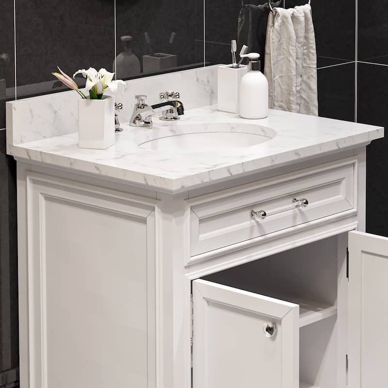 Water Creation Derby 30-inch Solid White Single Sink Bathroom Vanity