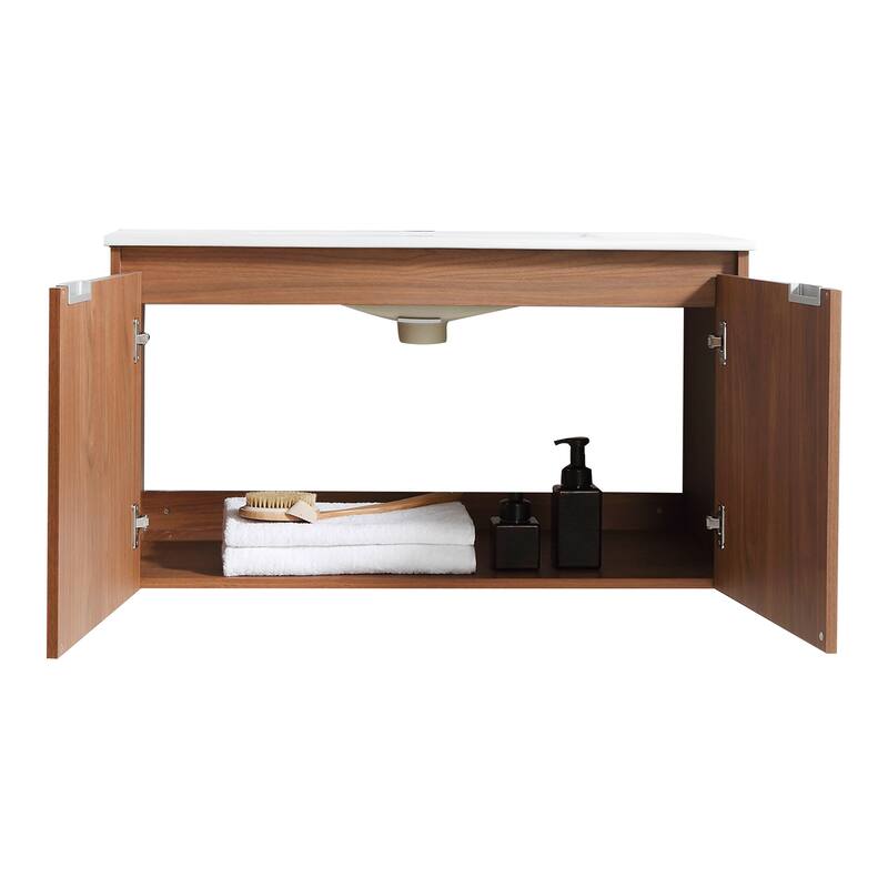 BNK 24"/30"/36" Single Sink Bathroom Vanity with Soft Close Door, Modern Floating Vanity