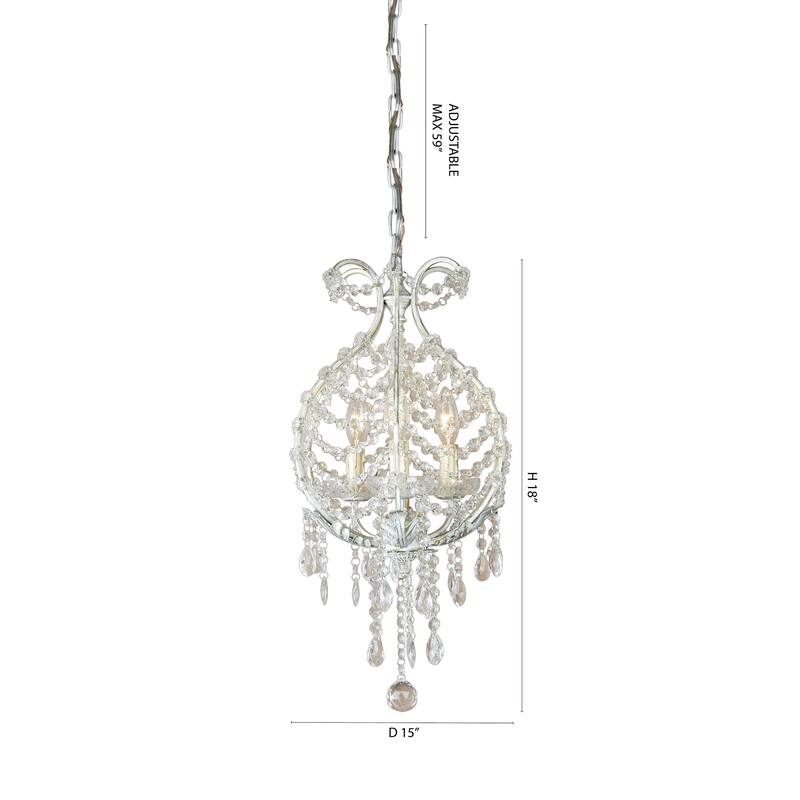 3-Light Chrome Chandelier With Clear Crystals