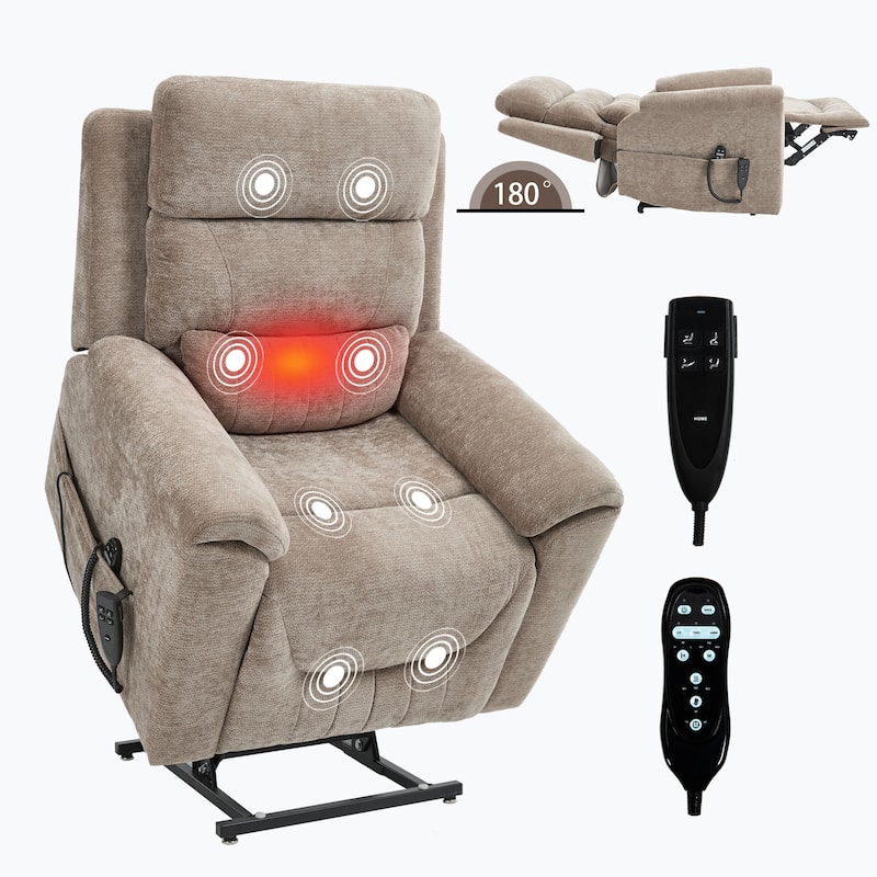 350 Lbs Leatherair Power Lift Recliner Chair,Heavy Duty Motion Mechanism With 8-Point Vibration Massage And Lumbar Heating