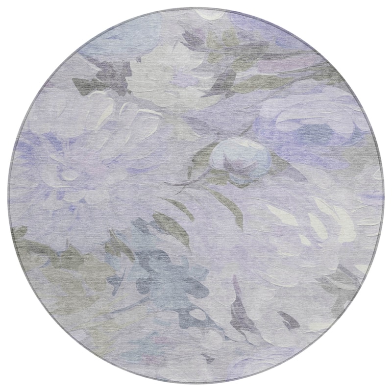 Machine Washable Indoor/ Outdoor Watercolor Floral Chantille Rug