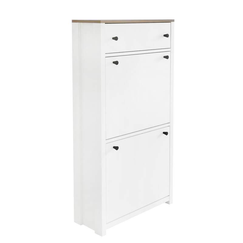 Slim Shoe Cabinet Set with 4 Flip Drawers