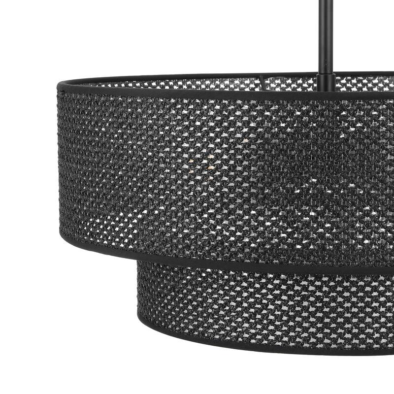 Modern Chandelier 18" 4-Light Black Woven Rattan Shade