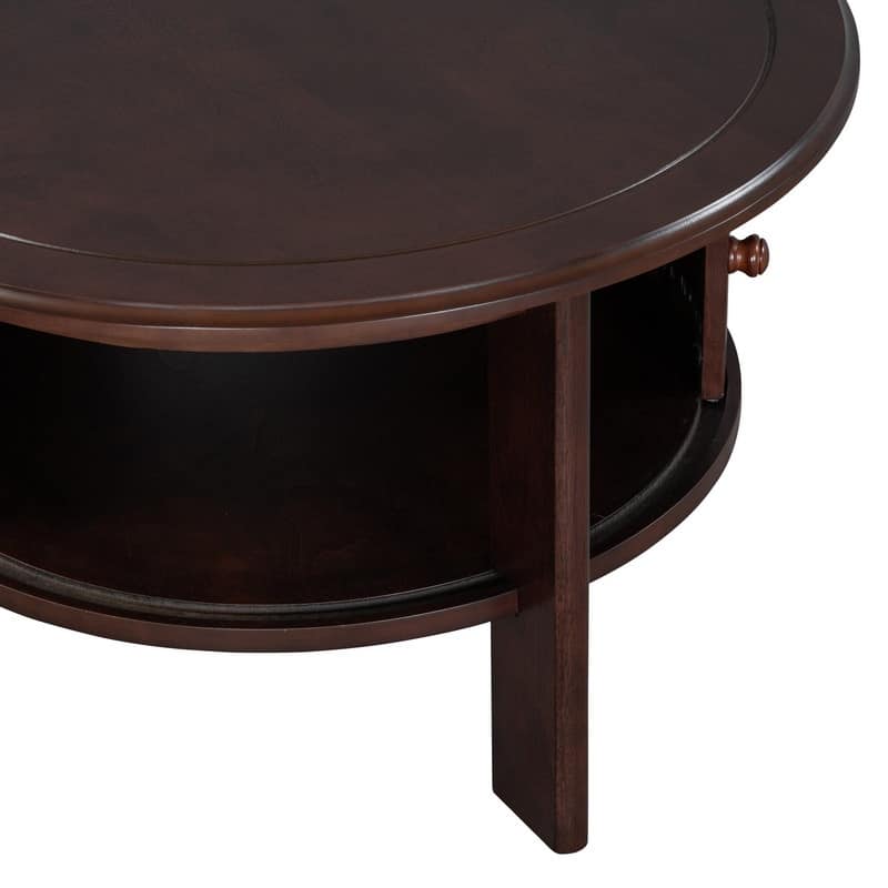 Vintage 30.3" Round Coffee Table with Hidden Storage, Mid Century Modern Style for Living Room Organization