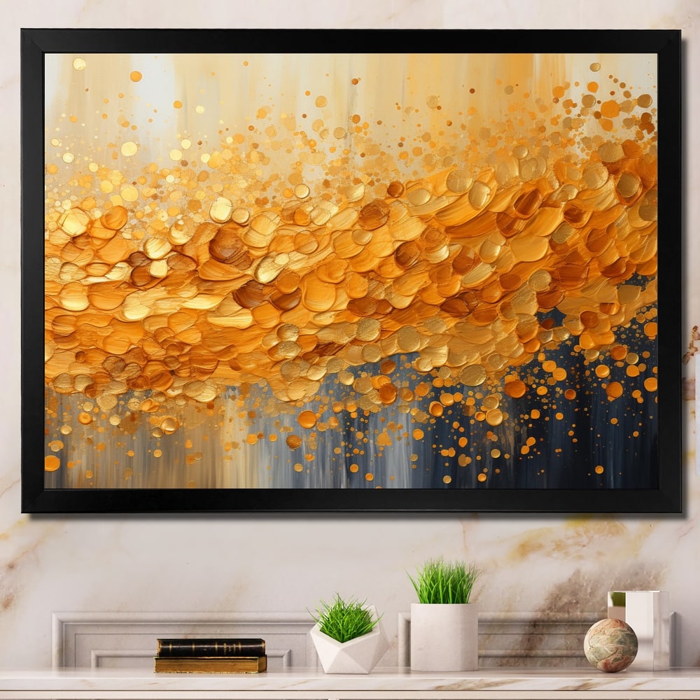 Designart "Golden Radiance I" Abstract Landscape Framed Wall Art Living Room