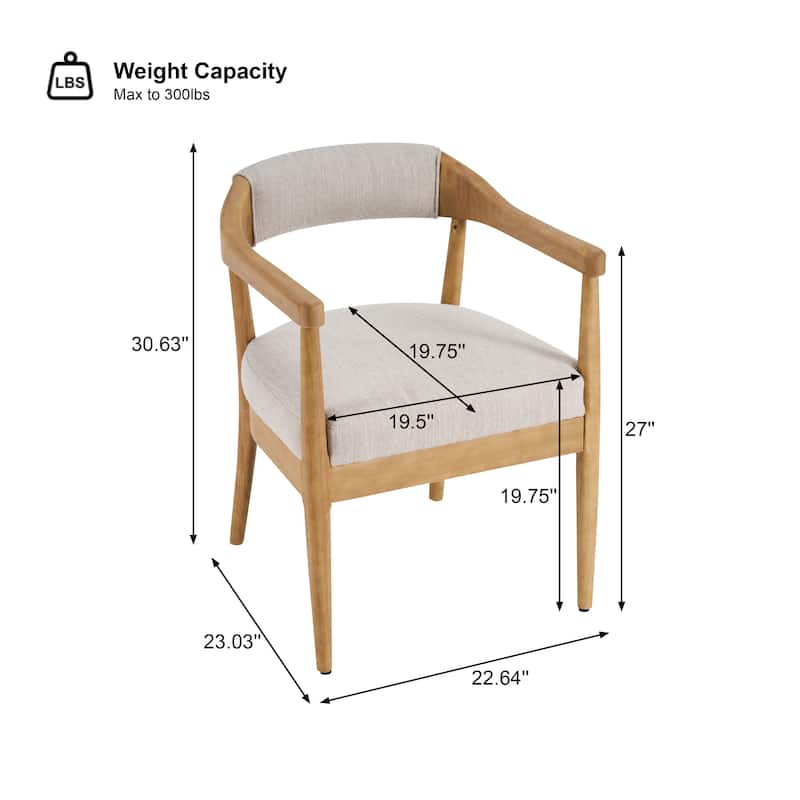 Christopher Knight Home - Mid-Century 5-Piece Set Wood Dining Table Set with 4 Upholstered Arm Chairs