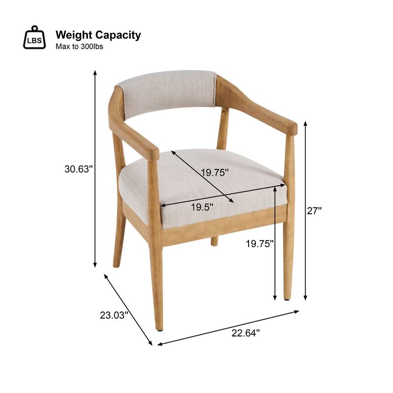 Christopher Knight Home - Upholstered Dining Arm Chair Set with High-Density Foam Padded Cushion & Curved Backrest - 22.64"W