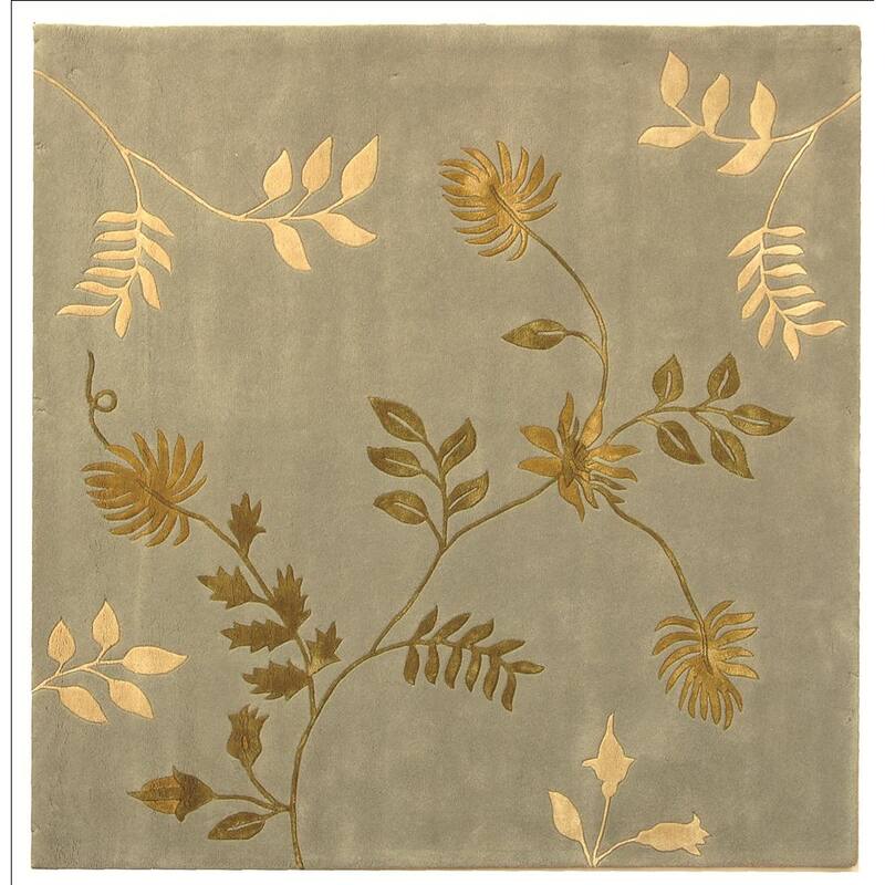 SAFAVIEH, Handmade Soho Kelsi Twigs N.Z. Wool Rug - 8' Square - Light Blue