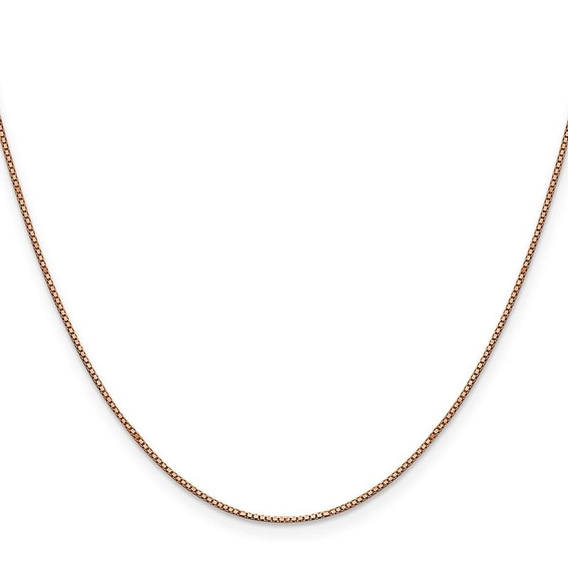 Curata 14k Rose Gold 0.8mm Box Chain Necklace for Women (Lobster) Options: 16 18 20 22 24
