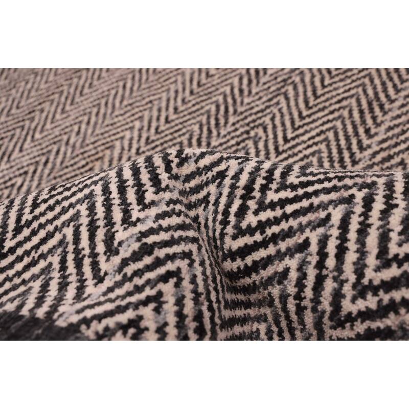 ECARPETGALLERY Hand Loomed Loreto Light Grey Wool Rug - 5'6 x 7'9