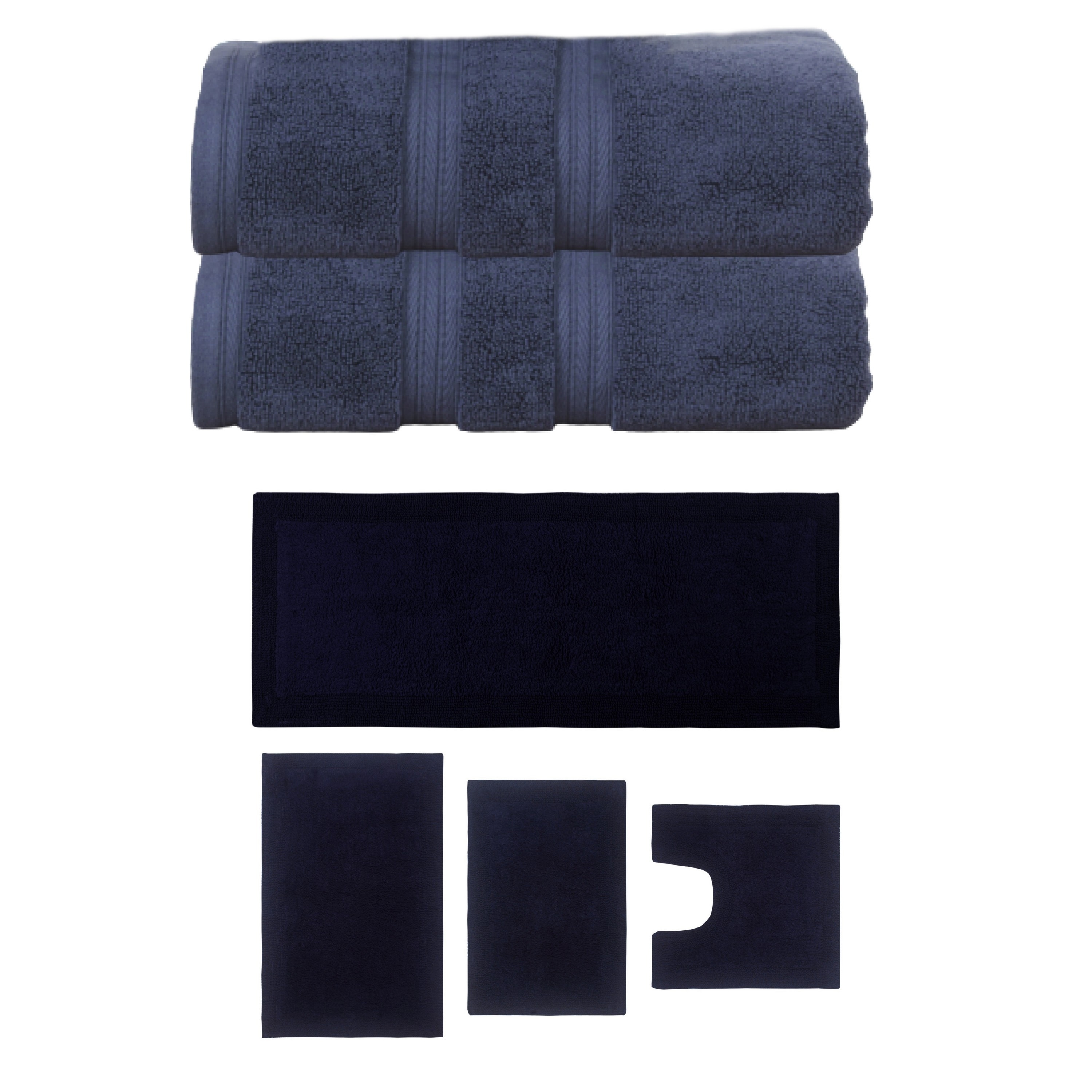 Home Weavers Luxury Collection 100% Soft Cotton Super Absorbent 2 Pc Bath Towel Set & 4 Pc Bath Rug Set, Machine Wash (Set of 6)