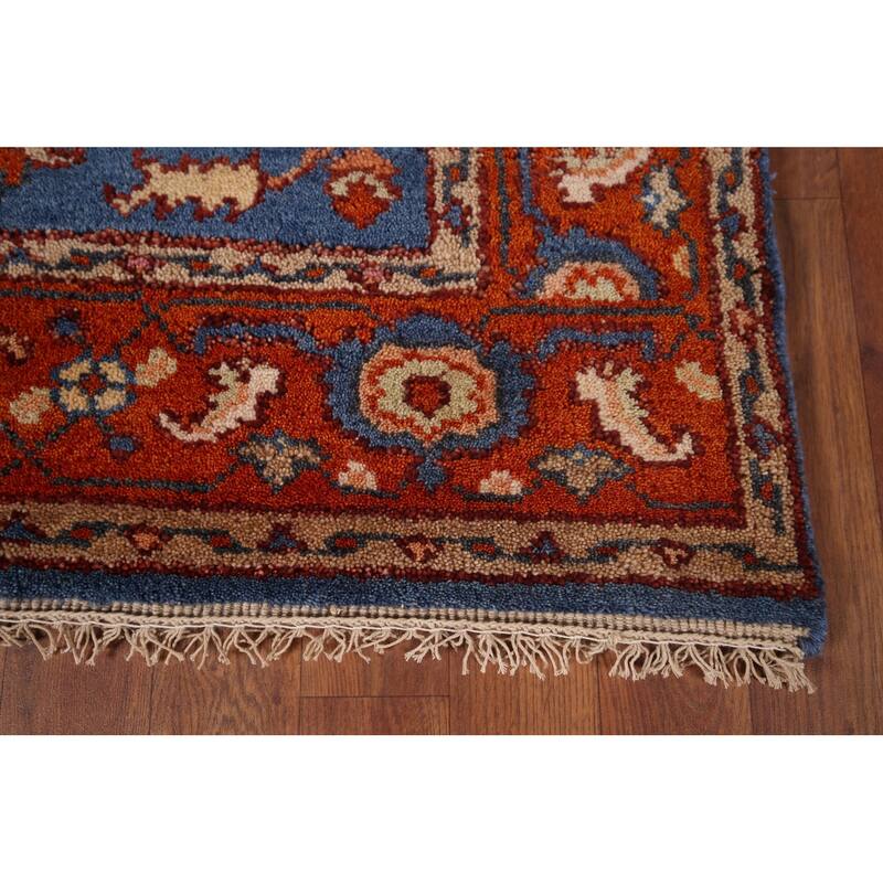 Blue Oushak Indian Area Rug Hand-Knotted Wool Carpet - 3'11"x 5'9"