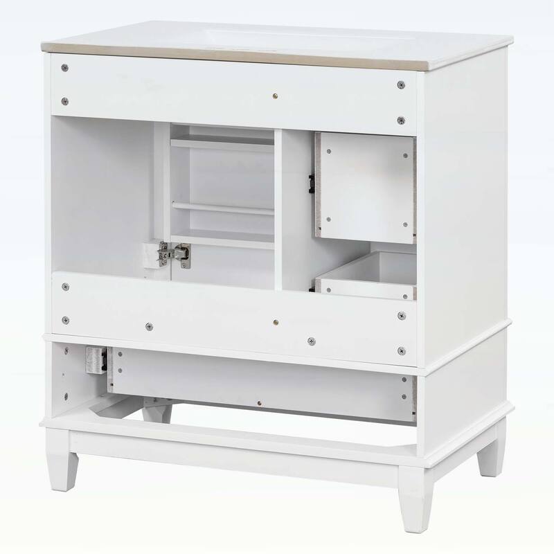 Bathroom Vanity with Ceramic Basin,Soft-Close Doors,and Ample Storage,Ideal for Modern and Compact Spaces