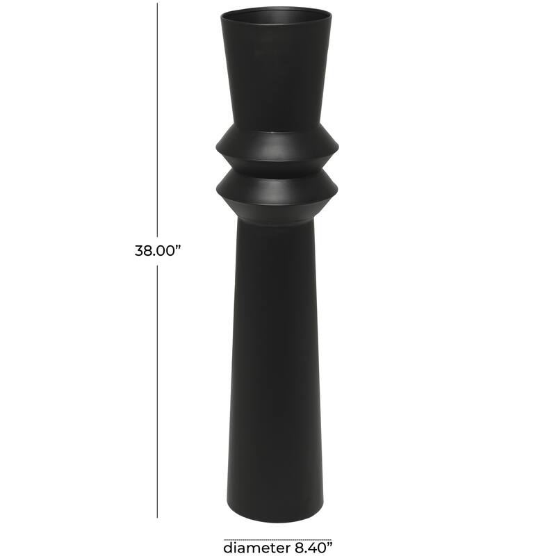 Metal Tall Art Deco Fluted Floor Decorative Vase - Black or Cream - Roche River Decor