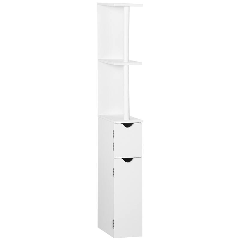 Tall Bathroom Storage Rack with Open Shelves, Freestanding Storage Organizer Display Cabinet with 2 Doors