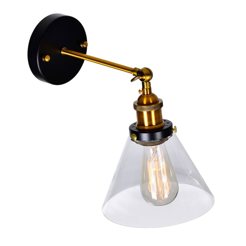 Eustis 1 Light Wall Sconce With Black & Gold Brass Finish - Black/Gold Brass