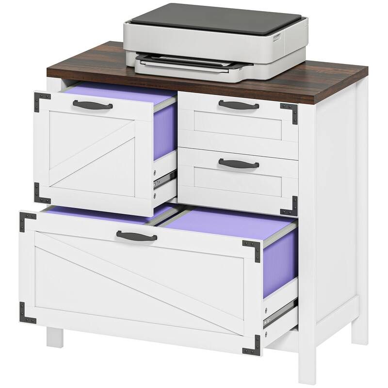 Farmhouse File Cabinet with 4 Drawers Lateral Filing Cabinet