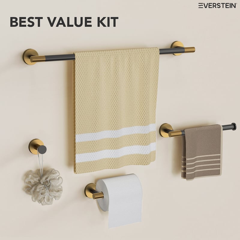 4-Piece Stainless Steel Bathroom Hardware Set, Wall Mounted Bath Towel Bar Set Towel Racks Bathroom Accessories