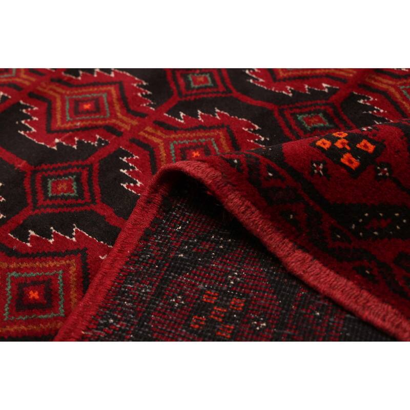 ECARPETGALLERY Hand-knotted Teimani Black, Red Wool Rug - 3'7 x 6'2