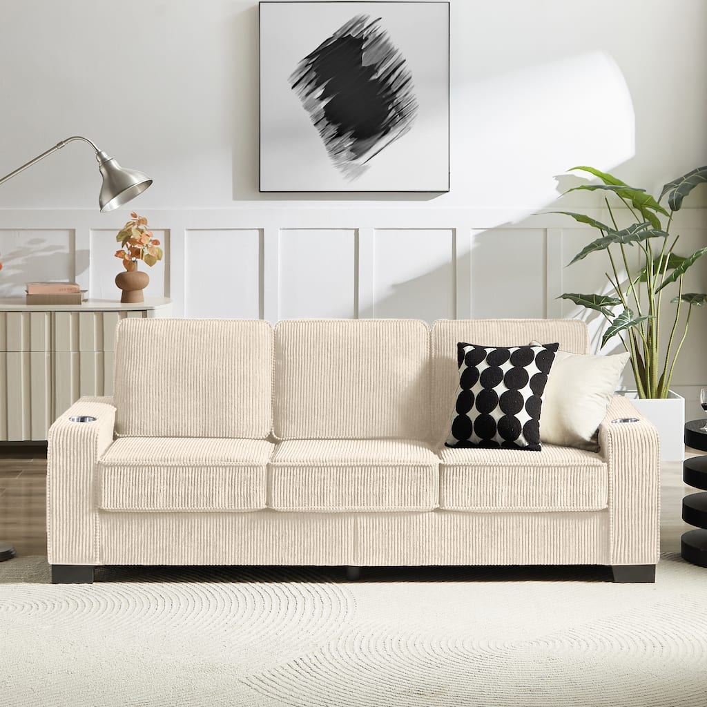 Modular Sectional Sofa, 102 Inch L Shaped Couch Set, 3-Seater Comfy Cloud Couches with Movable Ottoman, DIY Combination