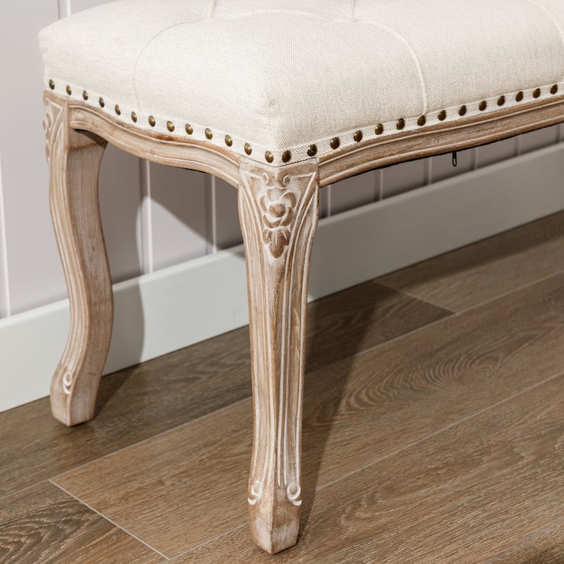 Retro Patterned Legs 45.2In.W Padded Bench - 45.2" W X 14.6" D X 18.3" H