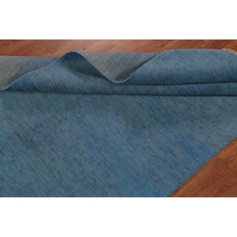Blue Gabbeh Modern Rug Hand-Knotted Wool Carpet - 4'1" x 5'11"