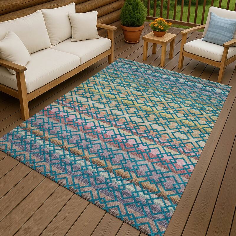 Machine Washable Indoor/ Outdoor Cabo Stripe Chantille Rug