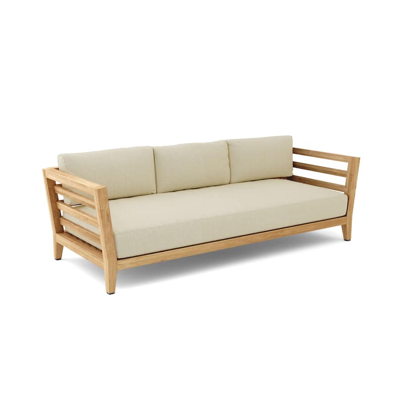 Cordoba Teak Outdoor Sofa with Sunbrella Cushions - Linen Antique Beige