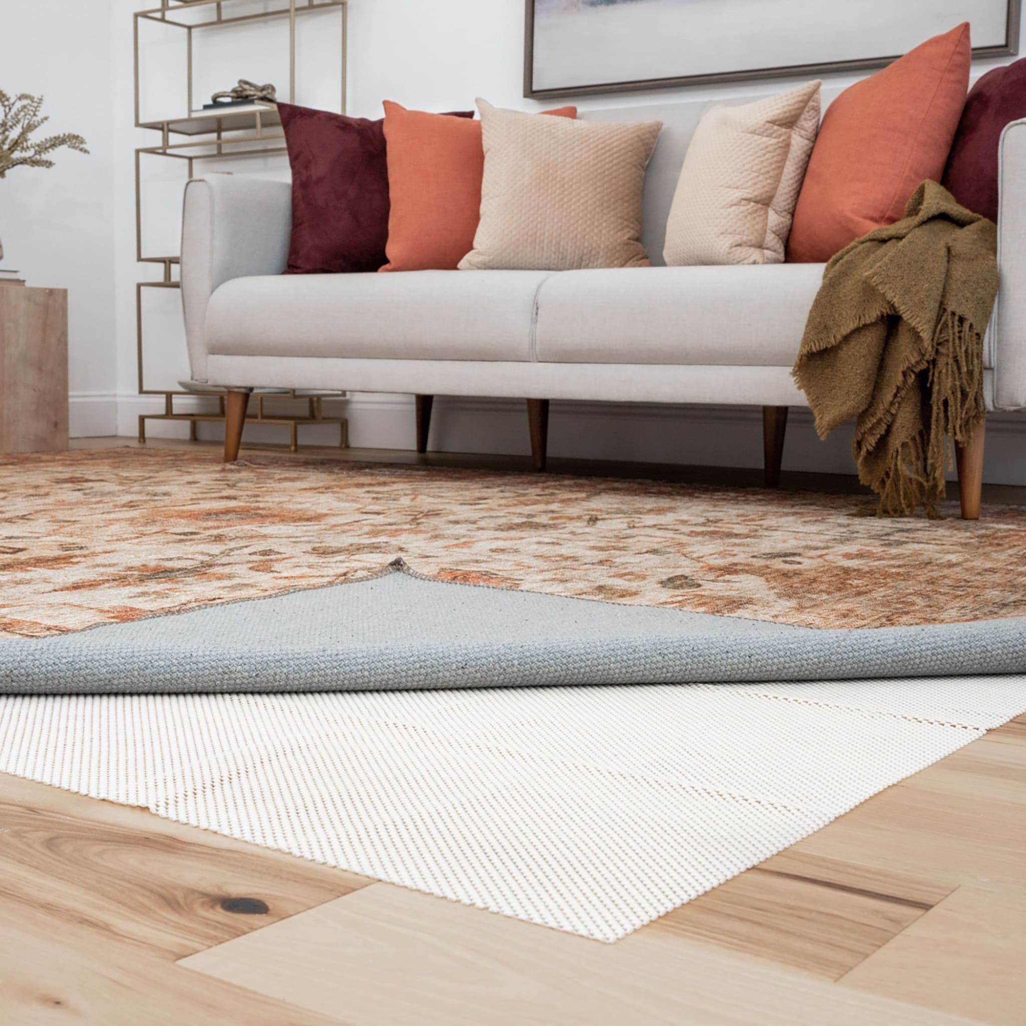Divine Grip Traditional Solid Non Slip Rug Pad - Cream