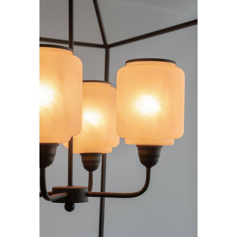 21.7x21.7x33.5 " Iron Chandelier, Sleek Industrial Style Hanging Light Fixture, Bulb Not Included